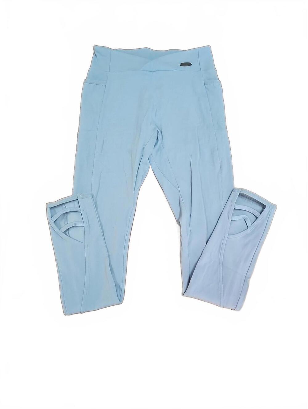 Gymshark Leggings Capri Light Blue Pockets Strappy Leg V Cross Waist Size S